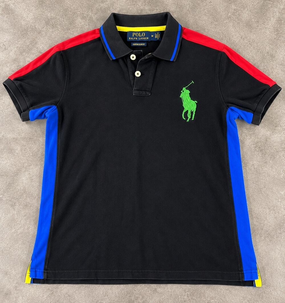 Polo Ralph Lauren Big Pony Colorblock Polo Shirt Custom Slim Fit Men’s M